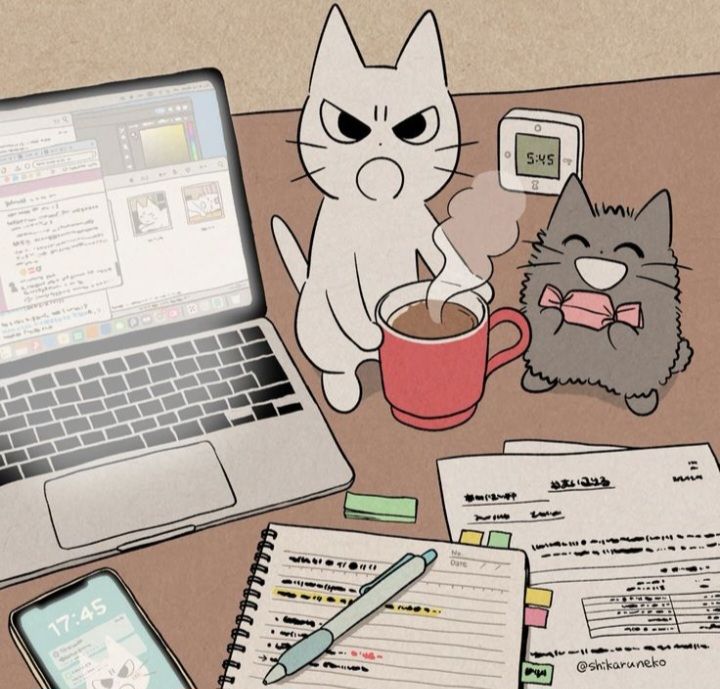 de un gato dándonos animo y decorando nuestro curso 